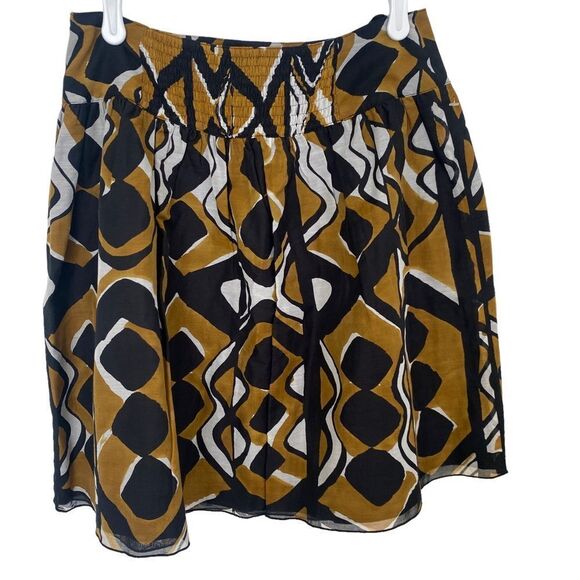 Anna Sui Anthropologie Abstract Print Black/Gold Skirt Sz 2 - Picture 2 of 7